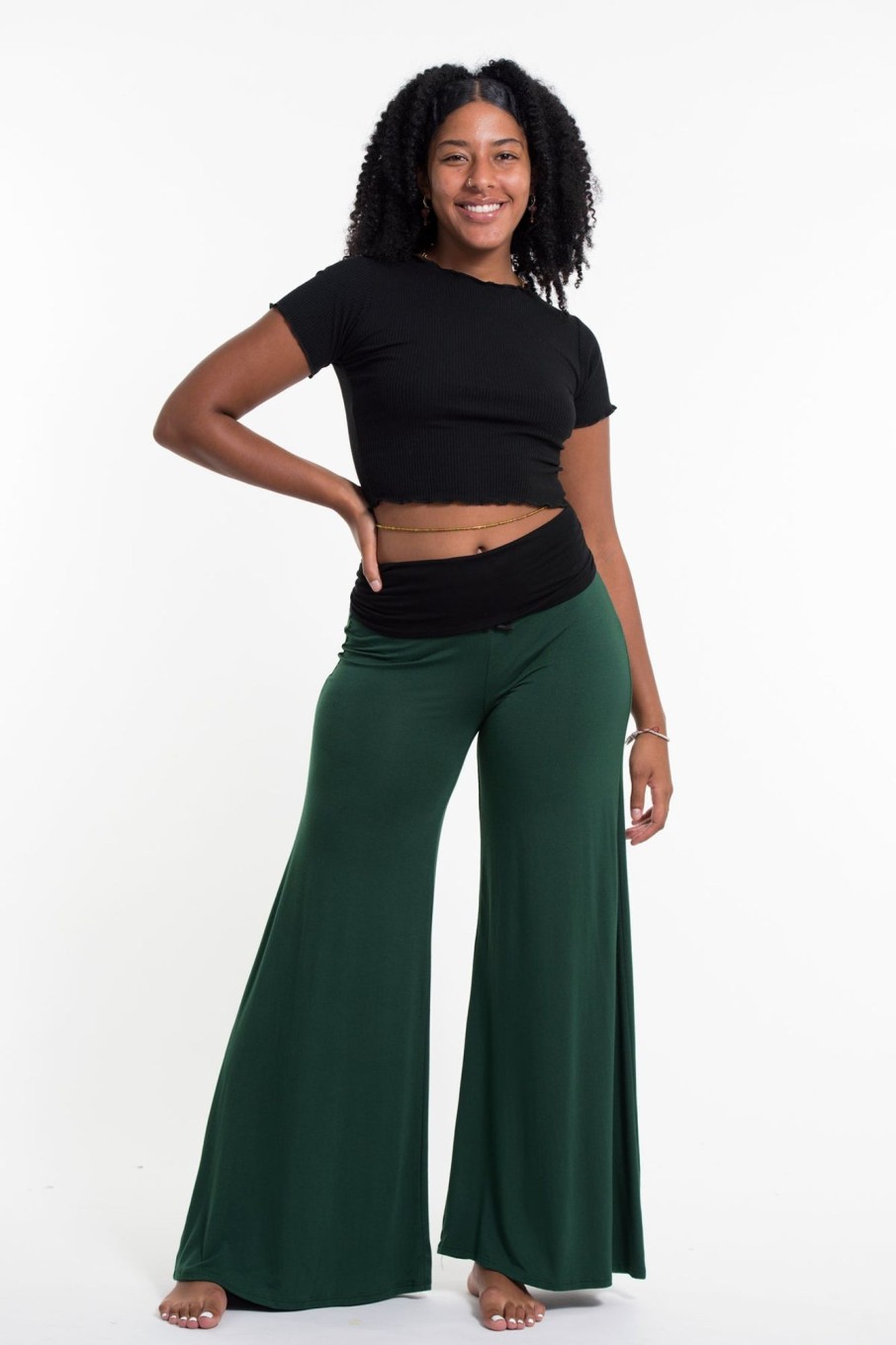 Women HaremPants | Wide Leg Palazzo Harem Pants Cotton Spandex In Solid Green