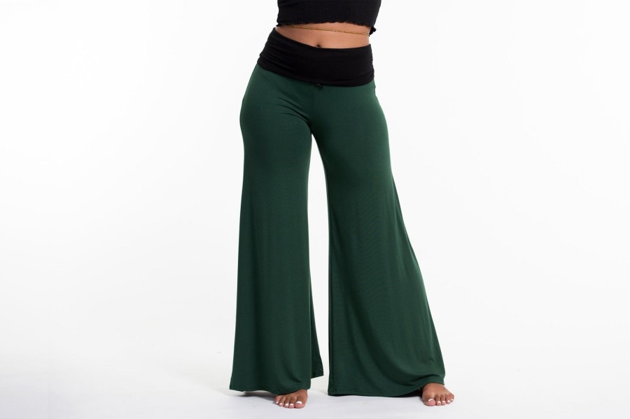 Women HaremPants | Wide Leg Palazzo Harem Pants Cotton Spandex In Solid Green