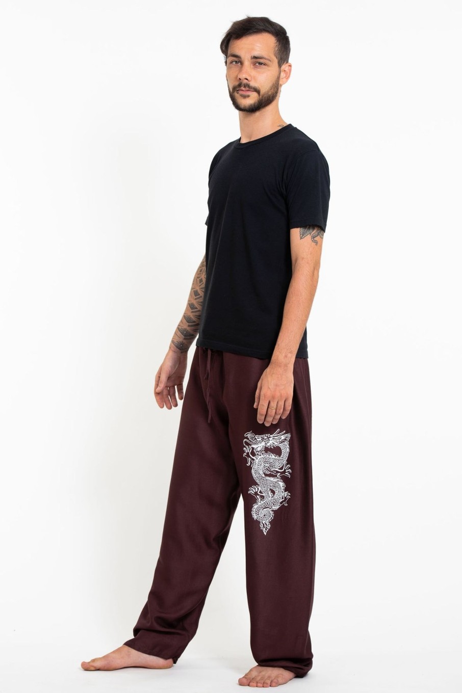 Men HaremPants | The Dragon Men'S Thai Yoga Pants In Brown