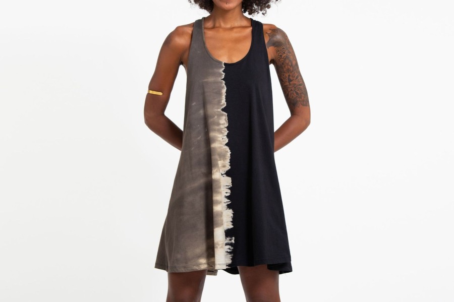 Women HaremPants | Tie Dye Cotton Tank Dress In 04 Black