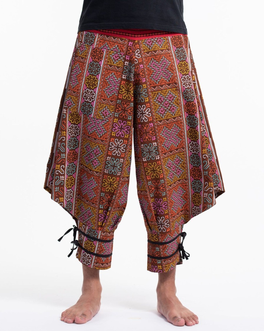 Men HaremPants | Clovers Thai Hill Tribe Fabric Men'S Harem Pants With Ankle Straps In Light Brown