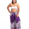 Women HaremPants | Plus Size Blooming Vines Wrap Palazzo Style Harem Pants In Purple