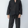 Men HaremPants | Mens Yoga Shirts Nehru Collared In Black