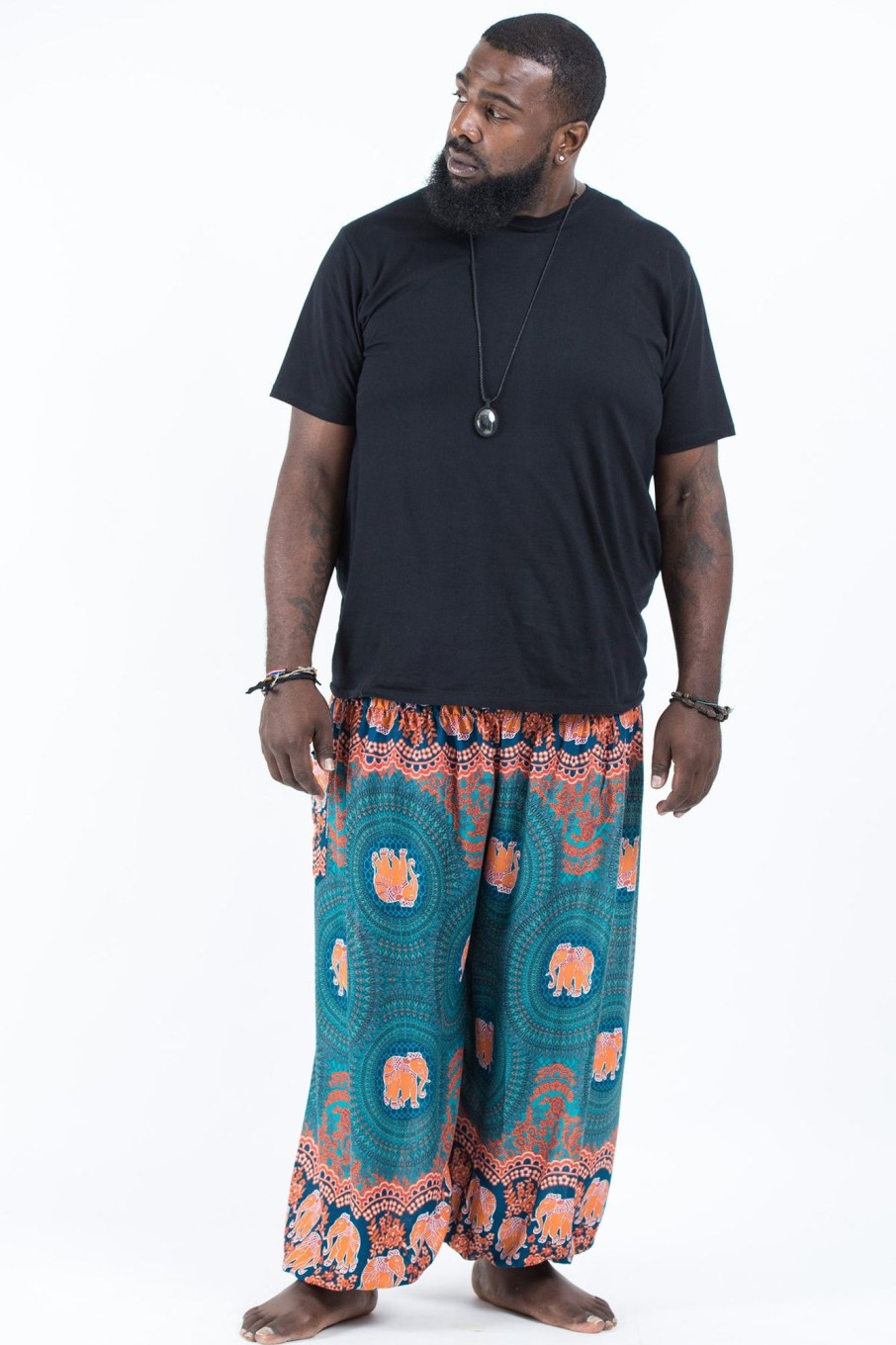 Men HaremPants | Plus Size Mandala Elephant Men'S Elephant Pants In Turquoise