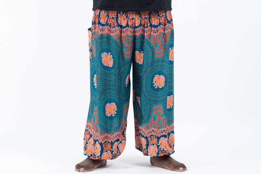 Men HaremPants | Plus Size Mandala Elephant Men'S Elephant Pants In Turquoise