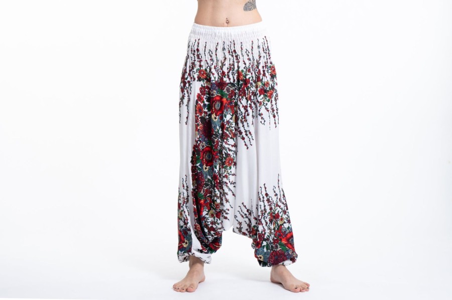 Women HaremPants | Floral 2-In-1 Jumpsuit Harem Pants In White