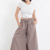 Women HaremPants | Women'S Linen Cotton Blend Palazzo Pants In Brown