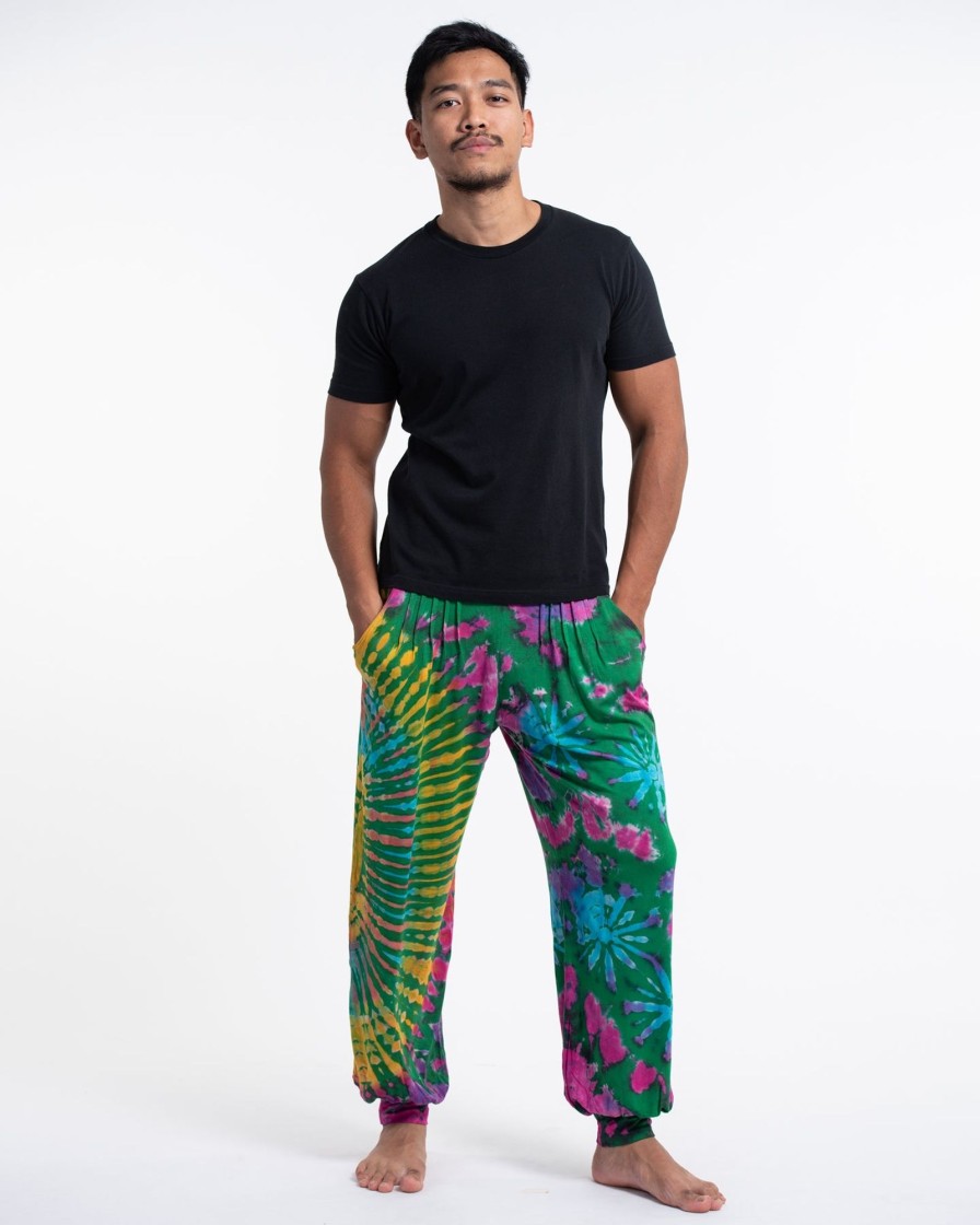 Men HaremPants | Tie Dye Cotton Men Harem Pants In Green