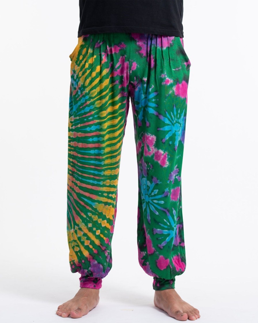 Men HaremPants | Tie Dye Cotton Men Harem Pants In Green