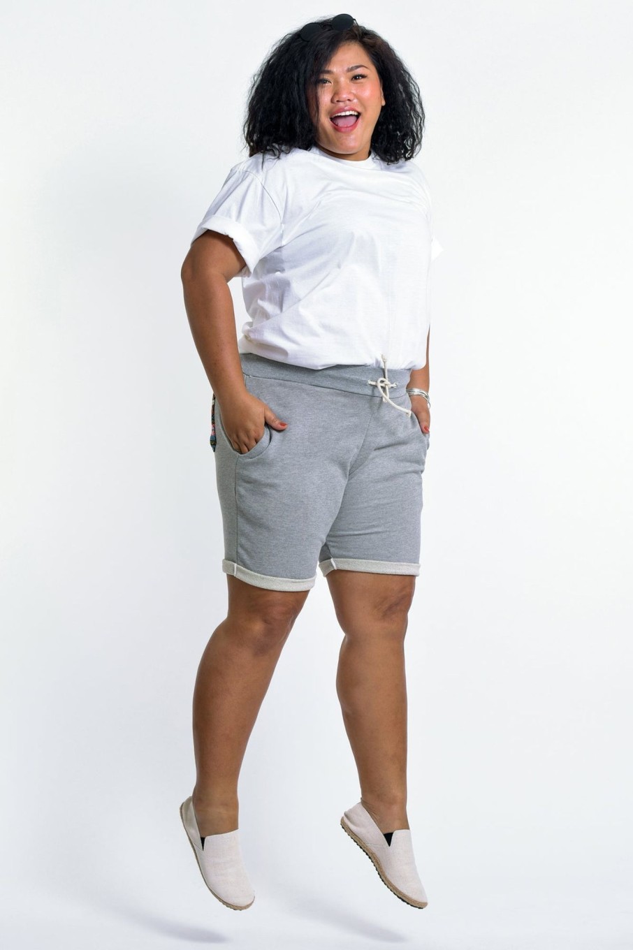 Women HaremPants | Women'S Terry Shorts With Aztec Pockets In Gray