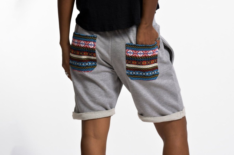 Women HaremPants | Women'S Terry Shorts With Aztec Pockets In Gray