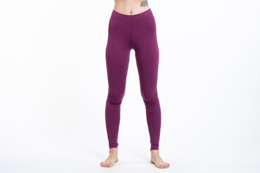 Women HaremPants | Solid Color Cotton Leggings In Purple