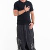 Plus Size HaremPants | Stone Washed Patchwork Men Unisex Pants In Black