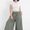 Women HaremPants | Women'S Linen Cotton Blend Palazzo Pants In Olive Green