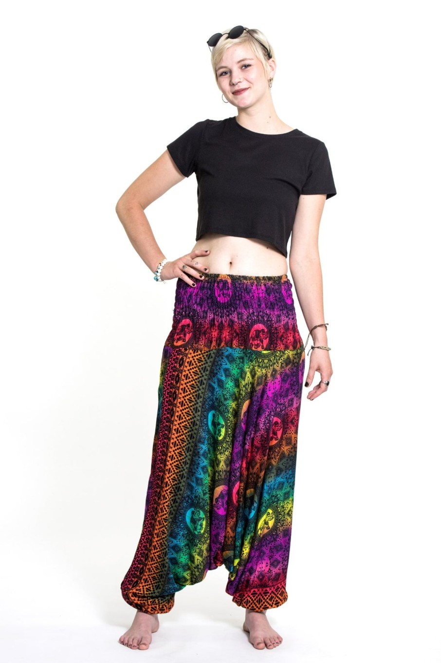 Women HaremPants | Rainbow Elephant 2-In-1 Jumpsuit Elephant Pants In Purple