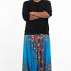 Plus Size HaremPants | Plus Size Floral Drop Crotch Men'S Harem Pants In Ocean Blue