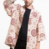 Women HaremPants | Ohm Print Cotton Kimono Cardigan In Cream