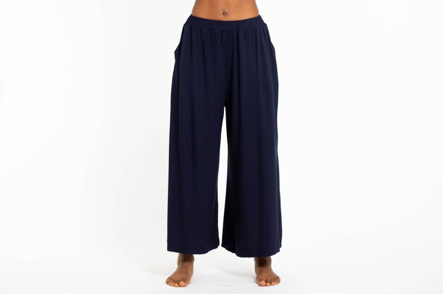 Women HaremPants | Wide Leg Palazzo Harem Pants Cotton Solid Navy