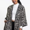 Plus Size HaremPants | Elephant Print Cotton Kimono Cardigan In Black