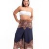 Women HaremPants | Plus Size Feather Mandalas Wrap Palazzo Style Harem Pants In Navy