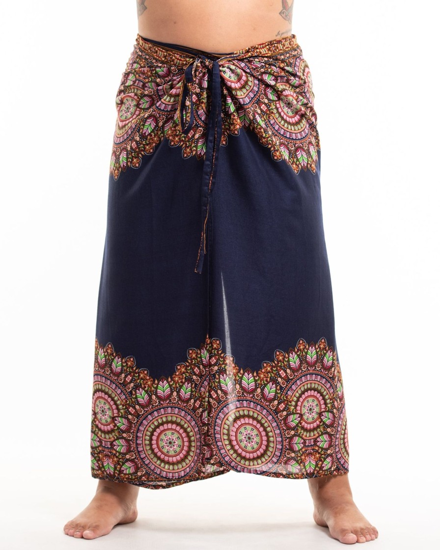 Women HaremPants | Plus Size Feather Mandalas Wrap Palazzo Style Harem Pants In Navy