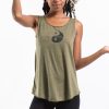 Women HaremPants | Loose Soft Vintage Style Women'S Tank Tops Yin Yang Olive