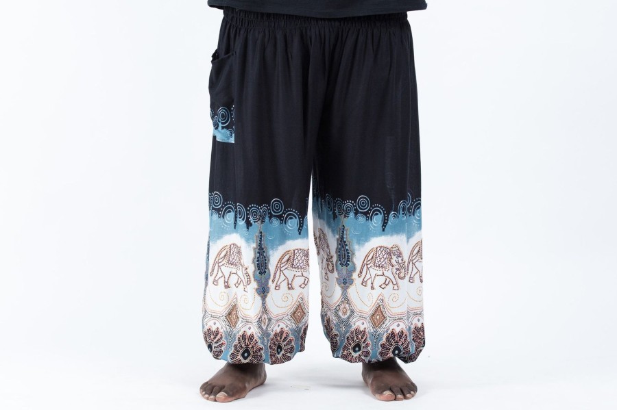 Plus Size HaremPants | Plus Size Solid Top Elephant Men'S Elephant Pants In Black