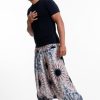 Men HaremPants | Paisley Mandalas Drop Crotch Men'S Harem Pants In Silver Gray