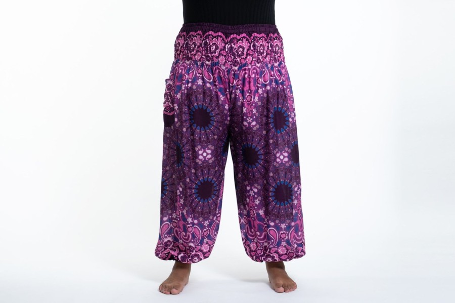 Plus Size HaremPants | Plus Size Paisley Mandalas Women'S Harem Pants In Purple