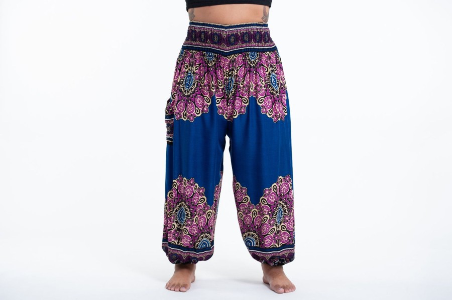 Plus Size HaremPants | Plus Size Peony Mandalas Women'S Harem Pants In Blue