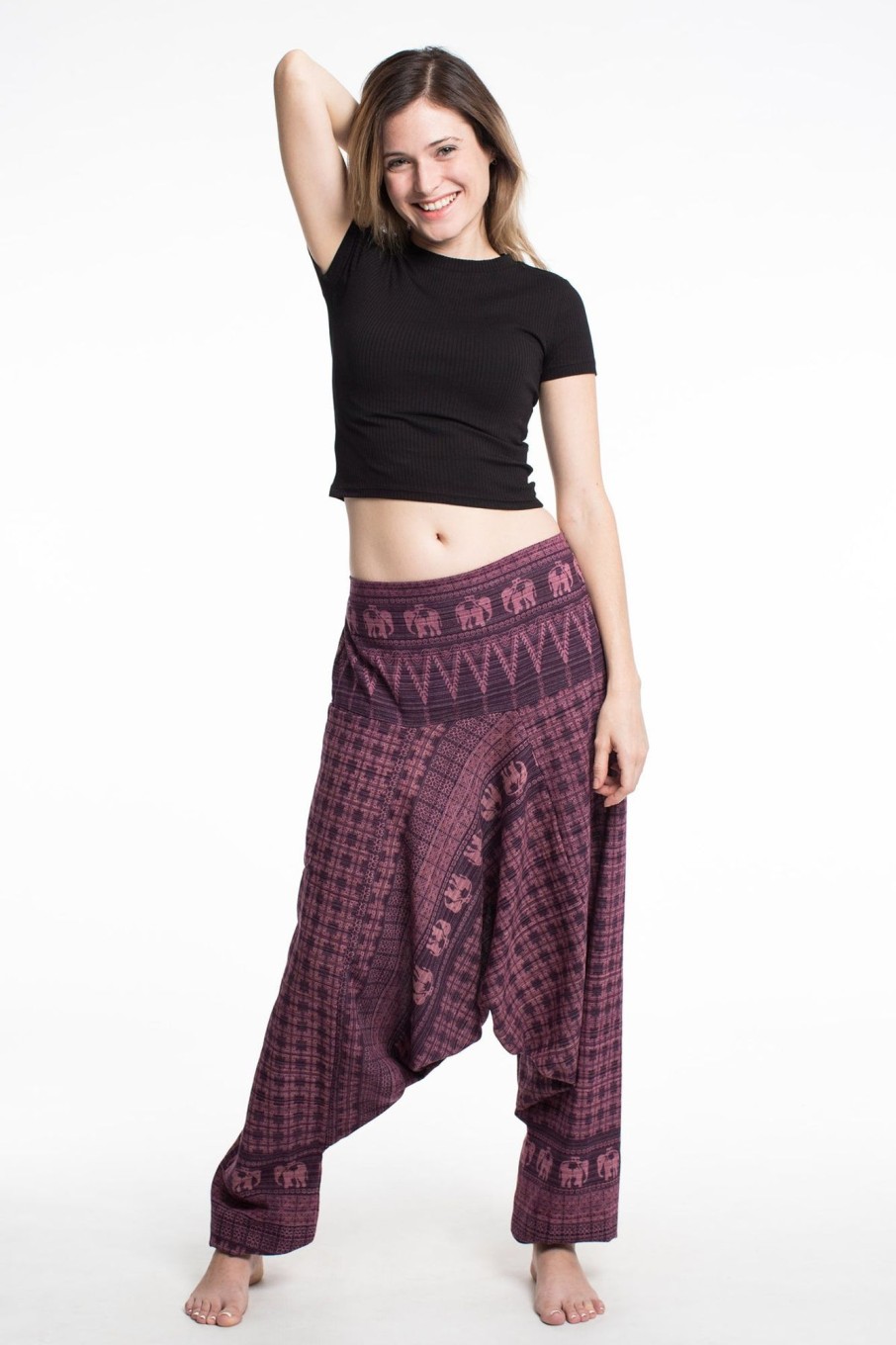 Women HaremPants | Hill Tribe Elephant Women'S Elephant Pants In Purple