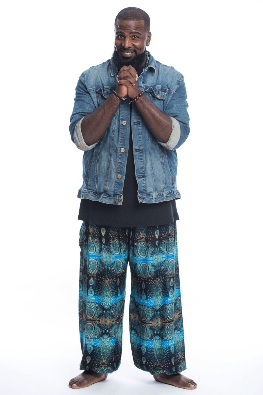 Men HaremPants | Plus Size Paisley Men'S Harem Pants In Turquoise