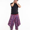 Men HaremPants | Clovers Thai Hill Tribe Fabric Men'S Harem Pants With Ankle Straps In Violet