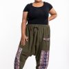 Plus Size HaremPants | Plus Size Elephant Aztec Cotton Women'S Harem Pants In Green