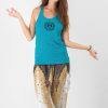 Women HaremPants | Super Soft Sure Design Women'S Tank Tops Peace Sign Turquoise