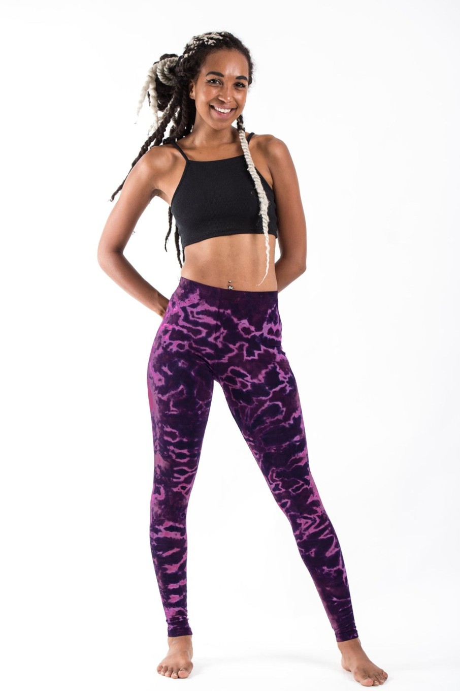 Women HaremPants | Marble Tie Dye Cotton Leggings In Dark Magenta