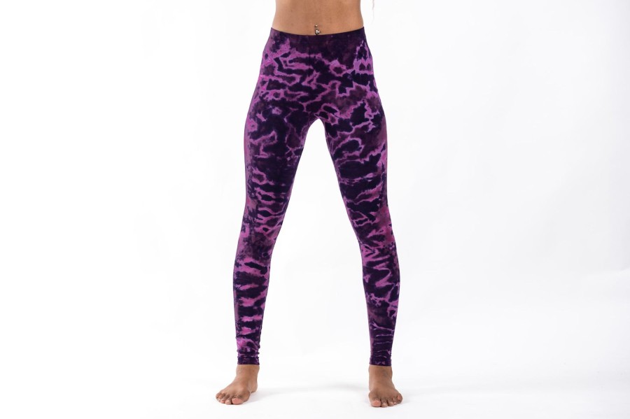 Women HaremPants | Marble Tie Dye Cotton Leggings In Dark Magenta