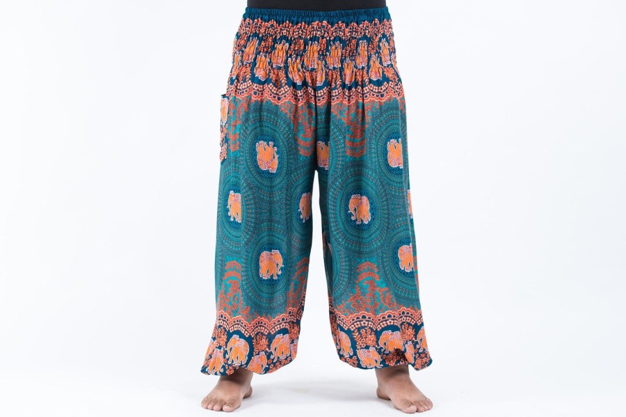 Plus Size HaremPants | Plus Size Mandala Elephant Women'S Elephant Pants In Turquoise