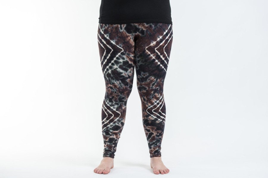 Plus Size HaremPants | Plus Size Diamond Tie Dye Cotton Leggings In Brown