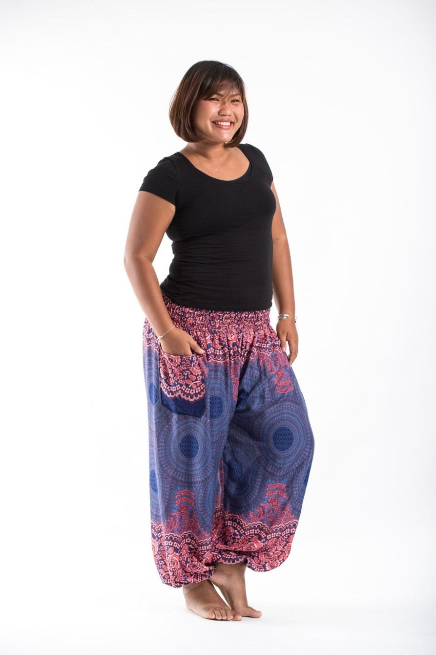 Women HaremPants | Plus Size Geometric Mandalas Women'S Harem Pants In Blue