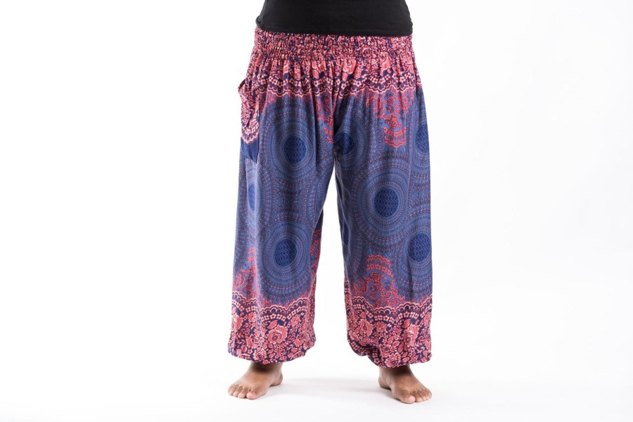 Women HaremPants | Plus Size Geometric Mandalas Women'S Harem Pants In Blue