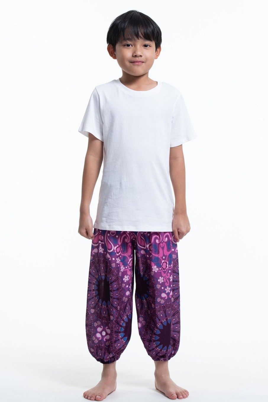 Kids HaremPants | Paisley Mandalas Kids Harem Pants In Purple