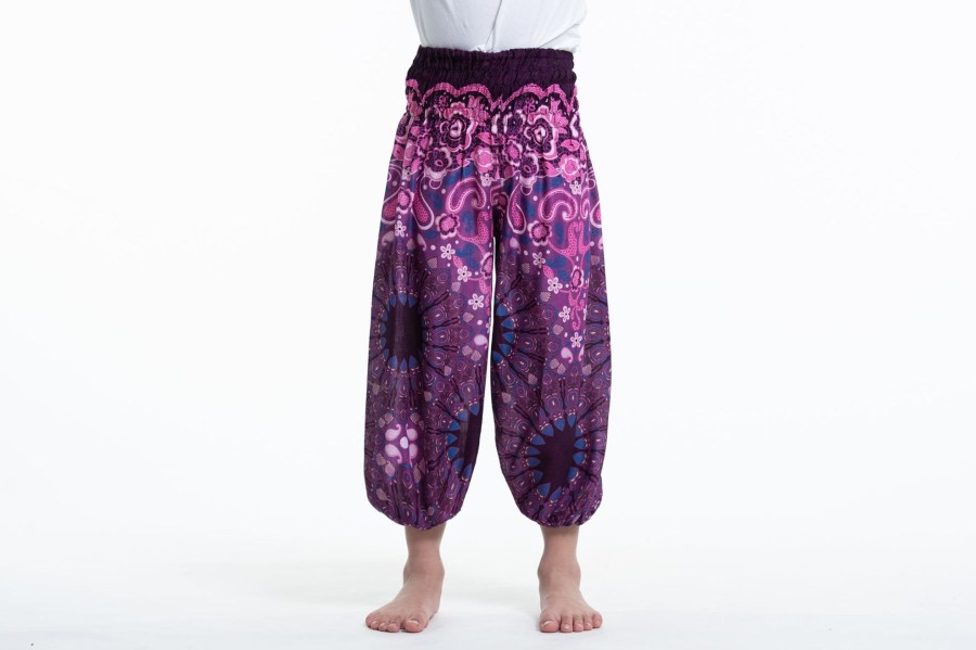 Kids HaremPants | Paisley Mandalas Kids Harem Pants In Purple