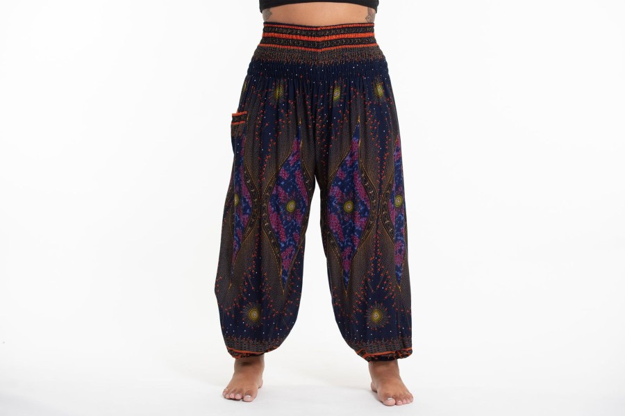 Plus Size HaremPants | Plus Size Peacock Eye Women'S Harem Pants In Navy