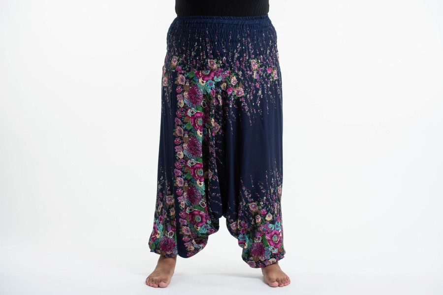 Women HaremPants | Plus Size Floral 2-In-1 Jumpsuit Harem Pants In Blue