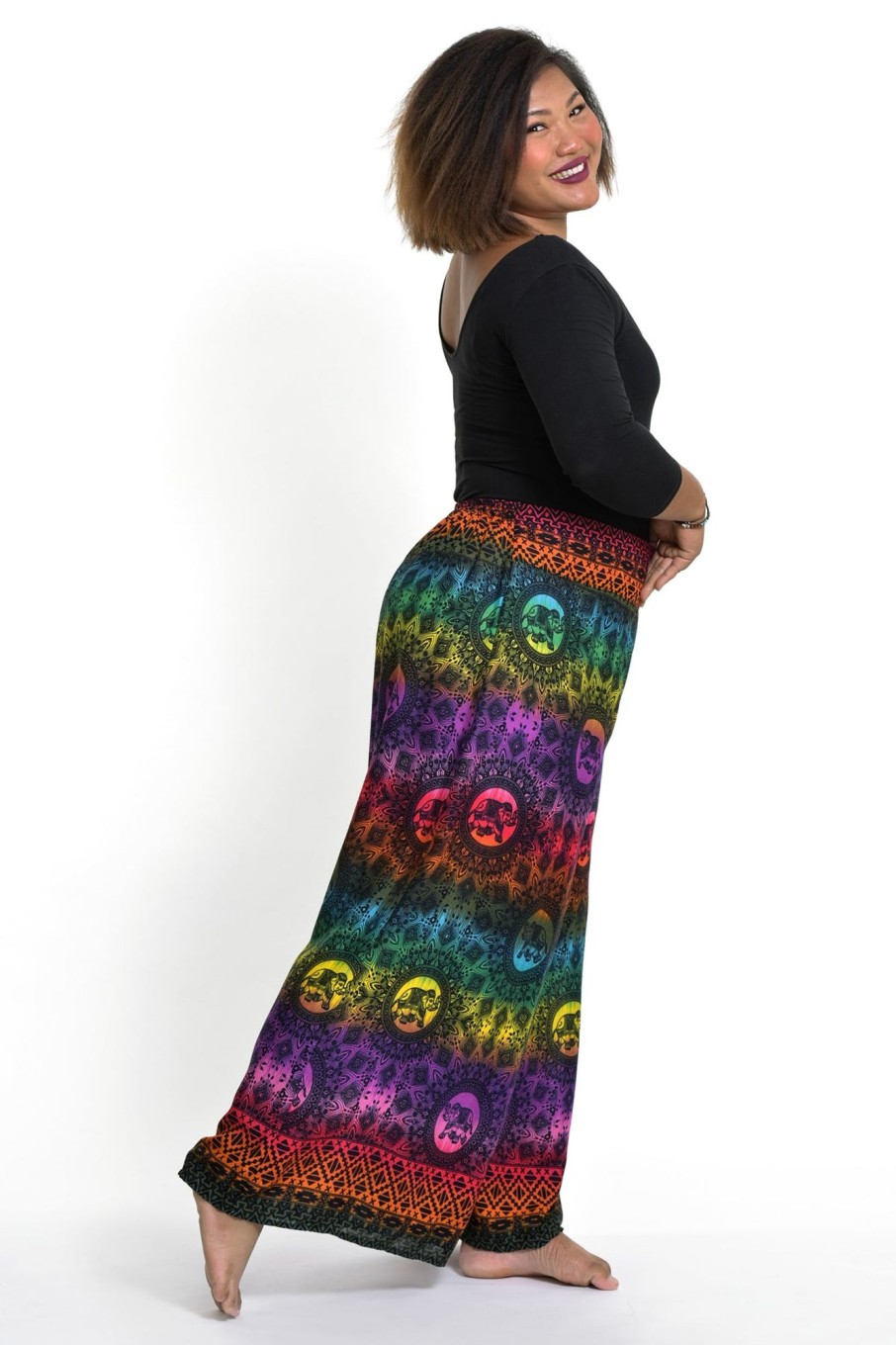 Women HaremPants | Plus Size Rainbow Elephant Palazzo Style Elephant Pants In Purple