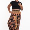 Women HaremPants | Plus Size Peacock Paisley 2-In-1 Jumpsuit Harem Pants In Black