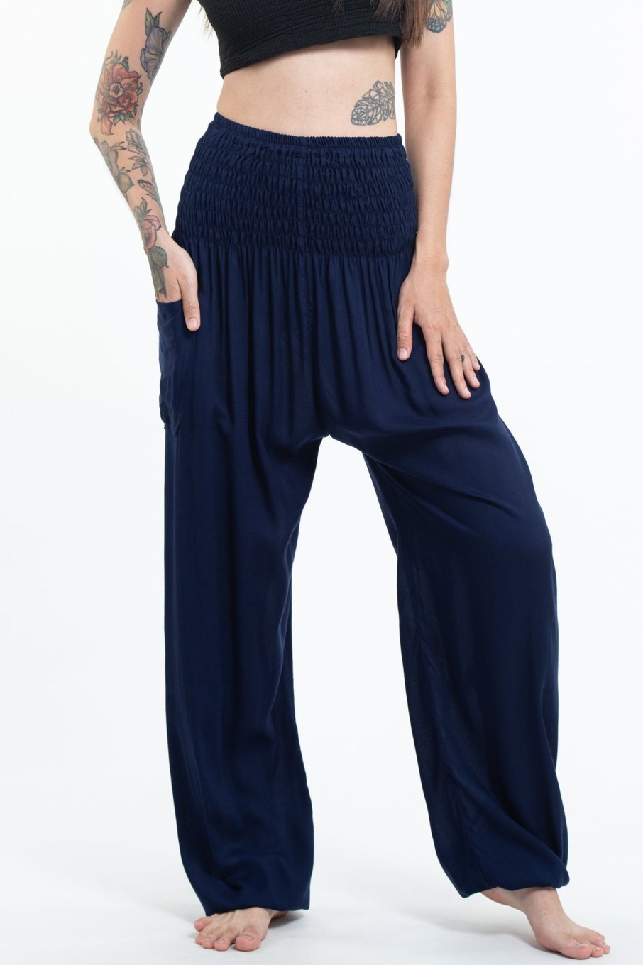 Plus Size HaremPants | Solid Color Women'S Tall Harem Pants In Blue