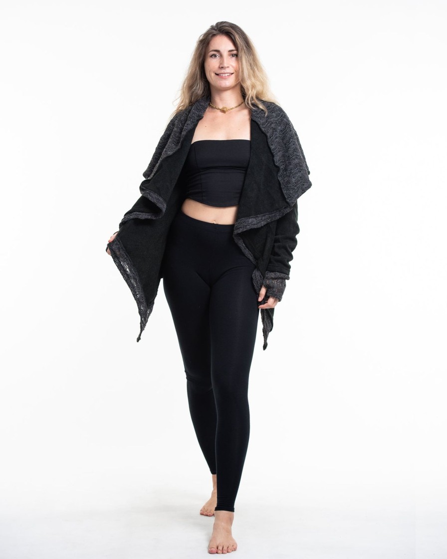 Women HaremPants | Hooded Shawl Cardigan In Black