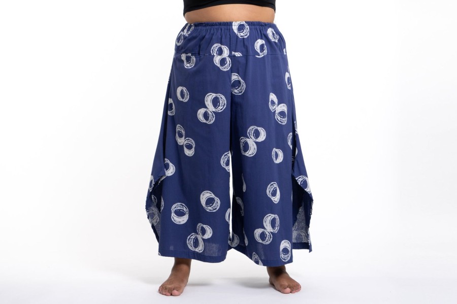 Plus Size HaremPants | Plus Size Circles Women'S Cotton Palazzo Pants In Navy